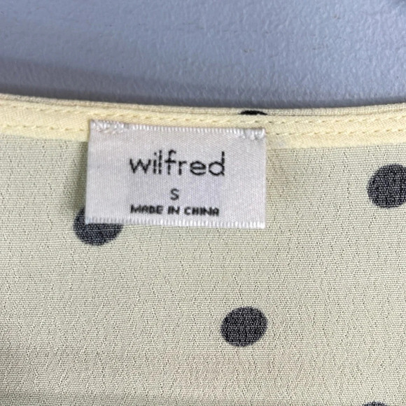 WILFRED Polka Dot Prairie Blouse Buttermilk Yellow Black Long Sleeves Size Small - Picture 8 of 12